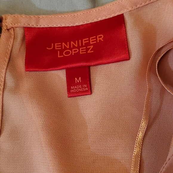 Women's Pink Semi Sheer Boho Blouse Size M Long Flounce Flowy Sleeve V-Neck - Picture 6 of 9